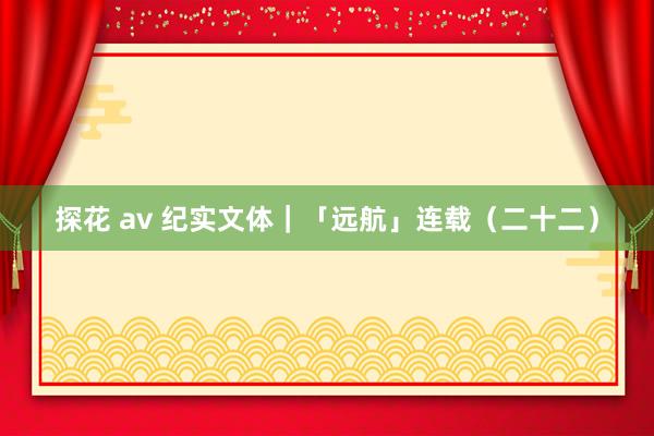 探花 av 纪实文体｜「远航」连载（二十二）