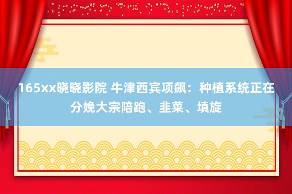 165xx晓晓影院 牛津西宾项飙：种植系统正在分娩大宗陪跑、韭菜、填旋