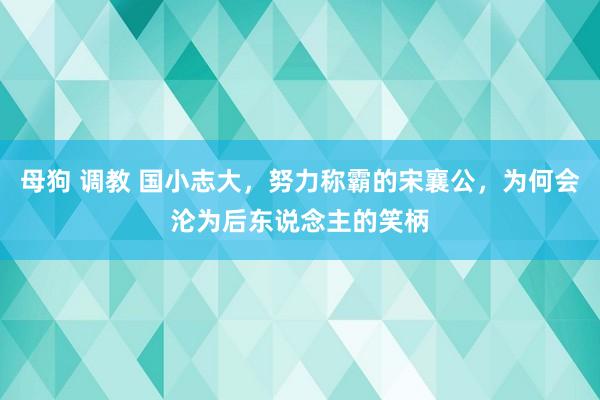 母狗 调教 国小志大，努力称霸的宋襄公，为何会沦为后东说念主的笑柄