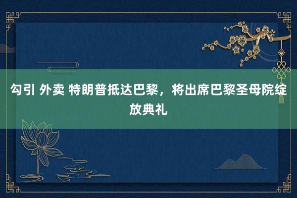 勾引 外卖 特朗普抵达巴黎，将出席巴黎圣母院绽放典礼