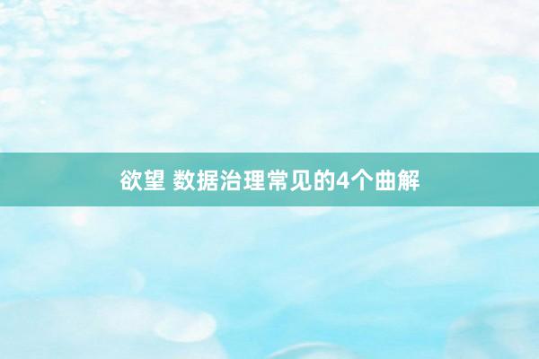 欲望 数据治理常见的4个曲解