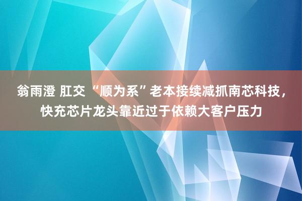 翁雨澄 肛交 “顺为系”老本接续减抓南芯科技，快充芯片龙头靠近过于依赖大客户压力