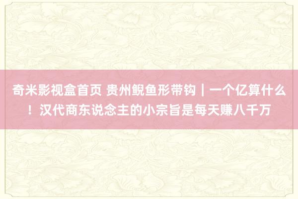 奇米影视盒首页 贵州鲵鱼形带钩｜一个亿算什么！汉代商东说念主的小宗旨是每天赚八千万