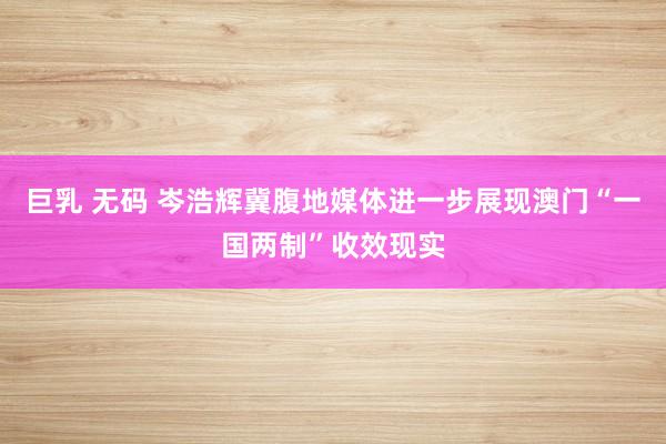 巨乳 无码 岑浩辉冀腹地媒体进一步展现澳门“一国两制”收效现实