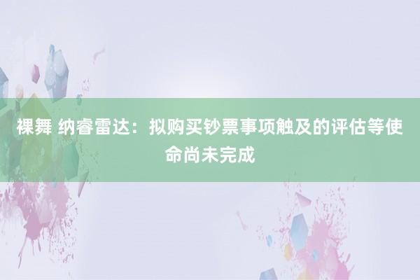 裸舞 纳睿雷达：拟购买钞票事项触及的评估等使命尚未完成