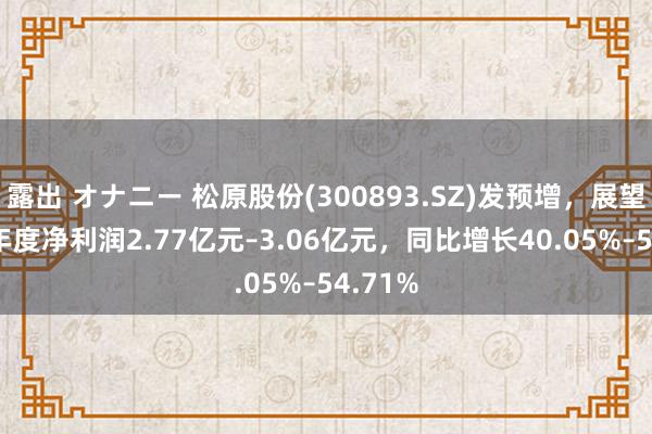露出 オナニー 松原股份(300893.SZ)发预增，展望2024年度净利润2.77亿元–3.06亿元，同比增长40.05%–54.71%