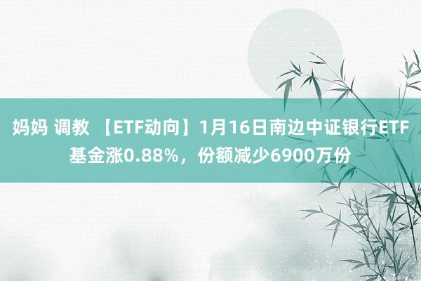 妈妈 调教 【ETF动向】1月16日南边中证银行ETF基金涨0.88%，份额减少6900万份