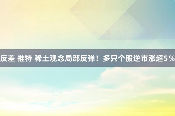 反差 推特 稀土观念局部反弹！多只个股逆市涨超5％