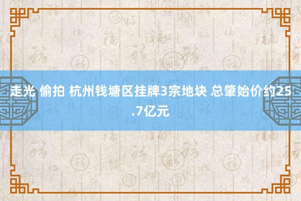 走光 偷拍 杭州钱塘区挂牌3宗地块 总肇始价约25.7亿元