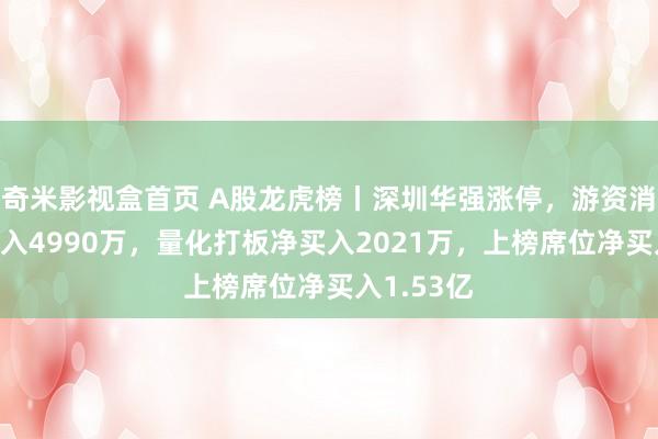 奇米影视盒首页 A股龙虎榜丨深圳华强涨停，游资消闲派净买入4990万，量化打板净买入2021万，上榜席位净买入1.53亿